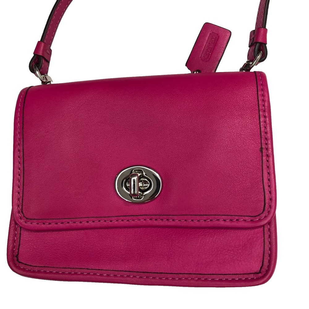Coach Hot Pink Leather Crossbody mini Bag